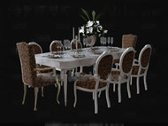 White long-shaped dining table combination