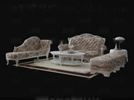 European-style white floral fabric sofa