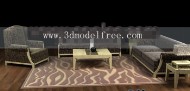 Wood cloth soft sofa combination