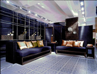 Dark blue cloth soft sofa