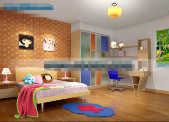 Orange lovely children's bedroom