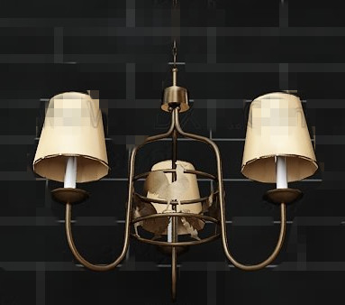 Yellow lampshade metal frame pendant