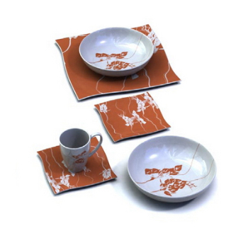 Red and white ceramics tableware