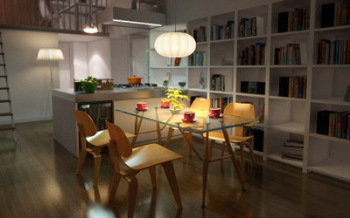 3D model of the modern style restaurant kitchen