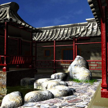 Chinese building walls 3D model