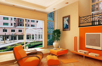 Candy-colored living room model