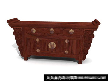 Retro Chinese solid wood cabinet 3D model