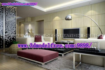 Black Floral Screen sleek living room 3D model