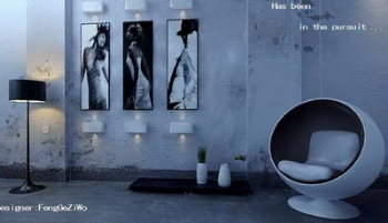 Cool color minimalist living room model