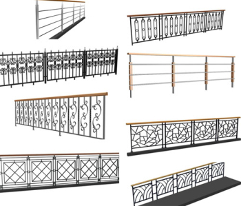 Modern railing 3D model