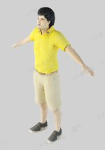 Yellow T-shirt man model