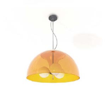 Arc-shaped orange ceiling lights