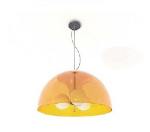 Arc-shaped orange ceiling lights