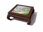 Square wooden coffee table painting