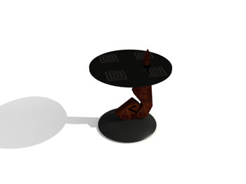 Round classic red wooden coffee table