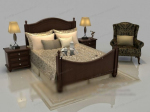 Chinese wind wood bed model