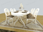 3d model of a combination of white chairs