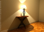 yellow glow of the lamp
