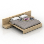 Double wooden bed model