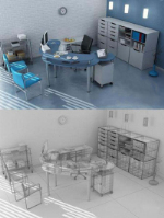 3D models simply decorated office