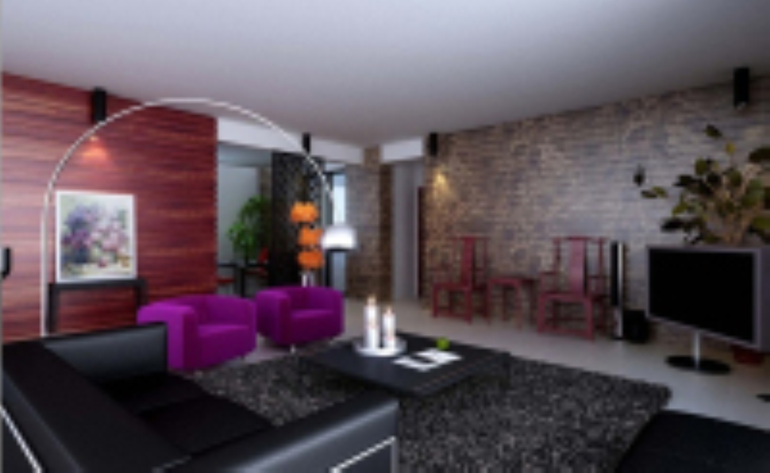 Creative 3d model decoration living room