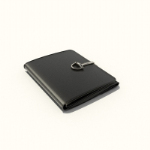 Black leather wallet in 3D