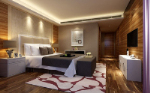 Wooden style modern bedroom 3D model