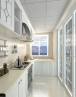 White kitchen design 3D model effect diagram