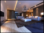 Modern, stylish large living room 3d model