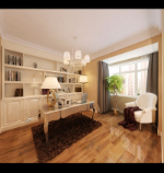 3D model of a modern, minimalist study
