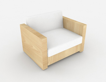 3D model of simple wooden sofa in Scandinavia