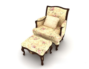 European pattern 3d single sofa 3d model