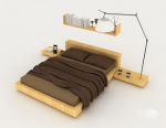 Home wooden brown double bed 3d model