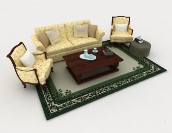Retro home yellow combination sofa 3d model