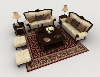 European retro home sofa brown 3d model