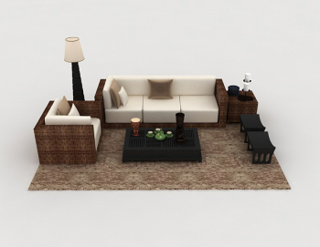 Home leisure wood combination sofa 3d model