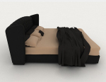 Home black double bed 3d model