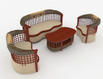 Personality leisure wood combination sofa 3d model