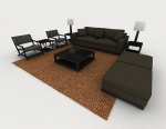 3d model of modern home dark gray sofa