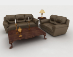 European - style home gray - brown combination of 3d sofa model