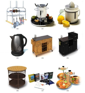 A variety of kitchen cabinets kitchen utensils 3d model