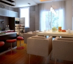 3D model of a modern restaurant
