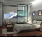 Spacious bedroom 3D effect