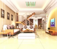 Staircase and Living Room