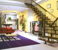 Staircase and Living Room
