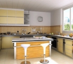 Bright and spacious kitchen 3D model (with map)