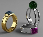 Color Gemstone Ring Model