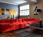 Bright and stylish living room model