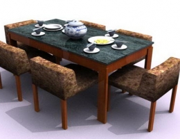 Six chairs and table for dining