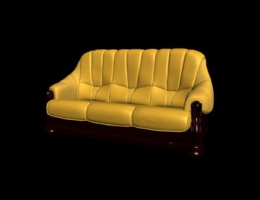 3D model of the boss over the yellow sofa